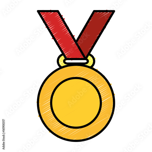 champion medal with star vector illustration design