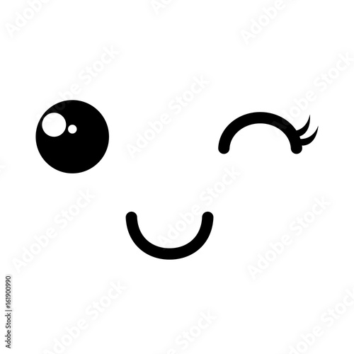 face kawaii character icon vector illustration design
