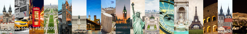 Travel collage of famouse places