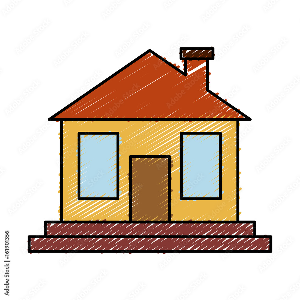 house icon over white background colorful design vector illustration