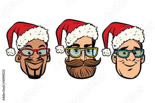 Head Santa Claus multi-ethnic group