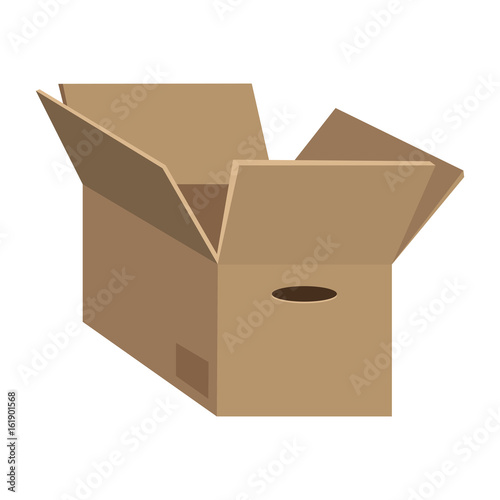 opened carton box icon over white background colorful design vector illustration