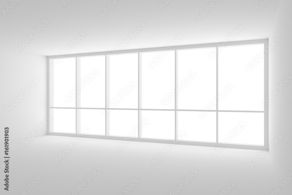 Fototapeta premium Empty white business office room with large window.