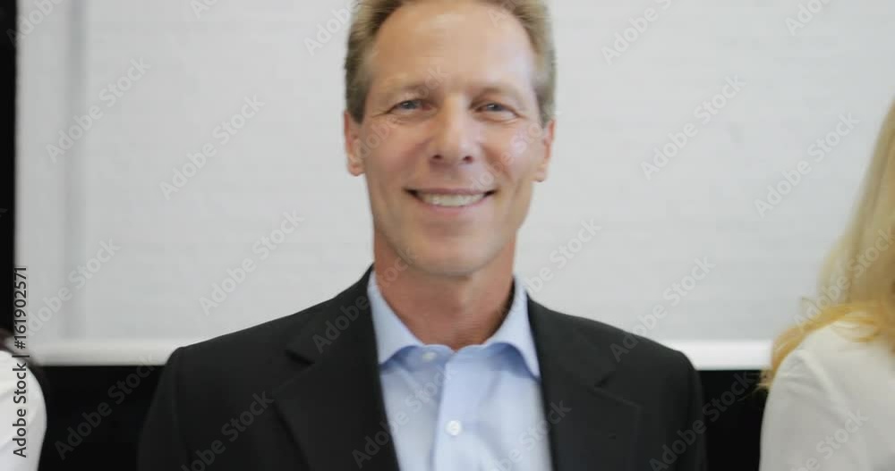 Happy Smiling Mix Race Team Of Business People Standing In Line, Group Of Coworkers Successful Slow Motion 60 Happy Smiling Mix Race Team Of Business People Standing In Line, Group Of Coworkers Successful Slow Motion 60