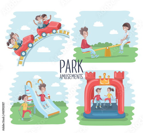 1080272 Playground infographic elements vector illustration, children play on the outdoor