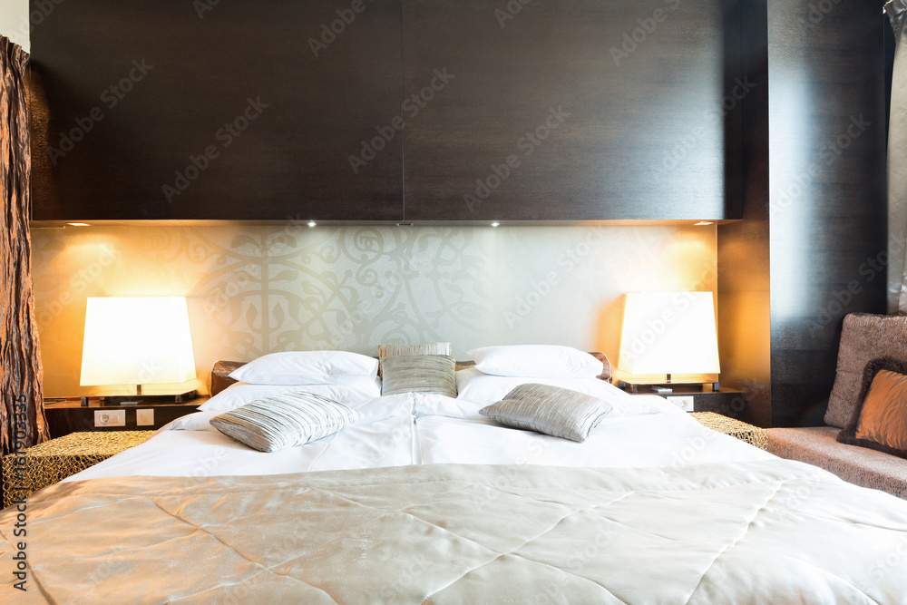 Interior of a luxury hotel bedroom Interior of a luxury hotel bedroom