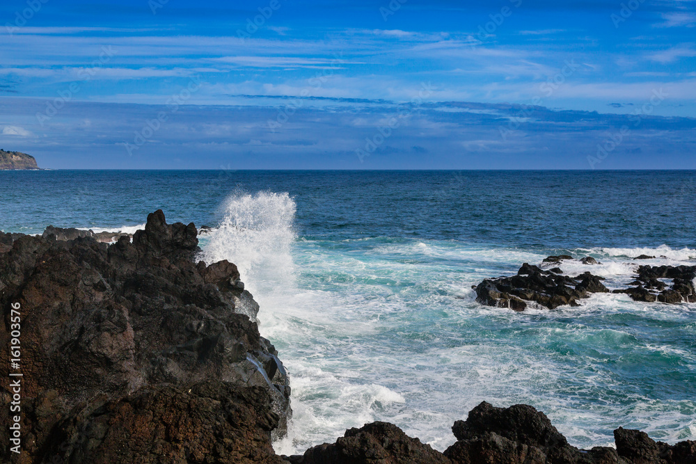 Wild coast at Lagoa on Sao Miguel Island