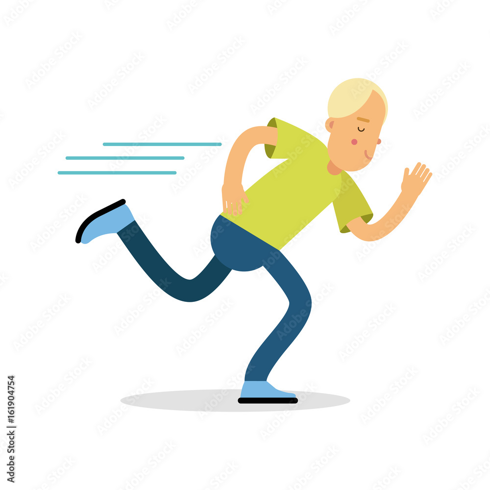 Active boy teenager running cartoon character, kids physical activities  vector Illustration Stock Vector | Adobe Stock