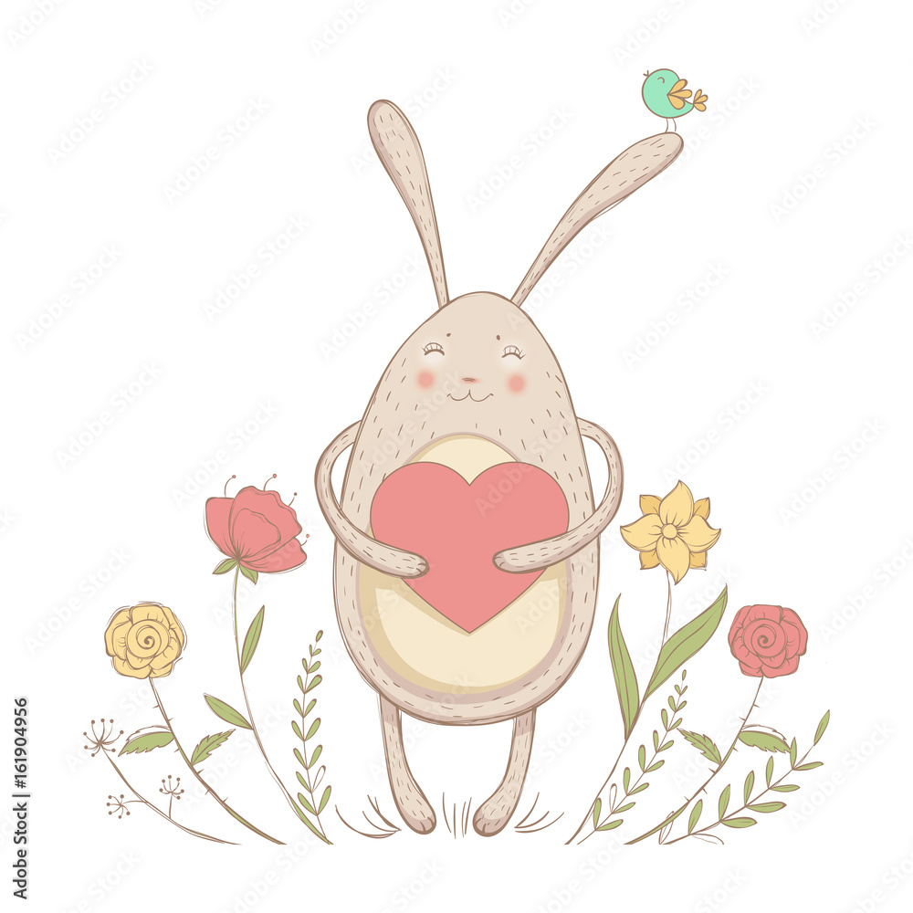 Fototapeta premium In love rabbit with heart