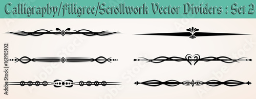 Calligraphy/Filgree/ Scrollwork Vector Dividers: Set 2 photo