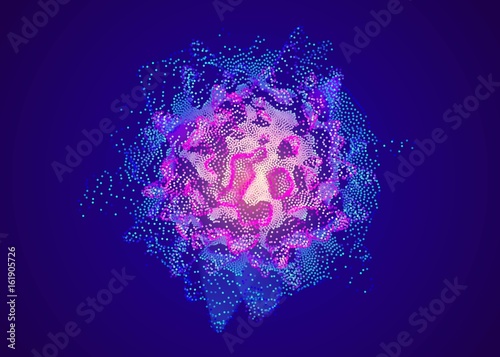 Colorful data explosion. Big data cloud. Information flow noise.