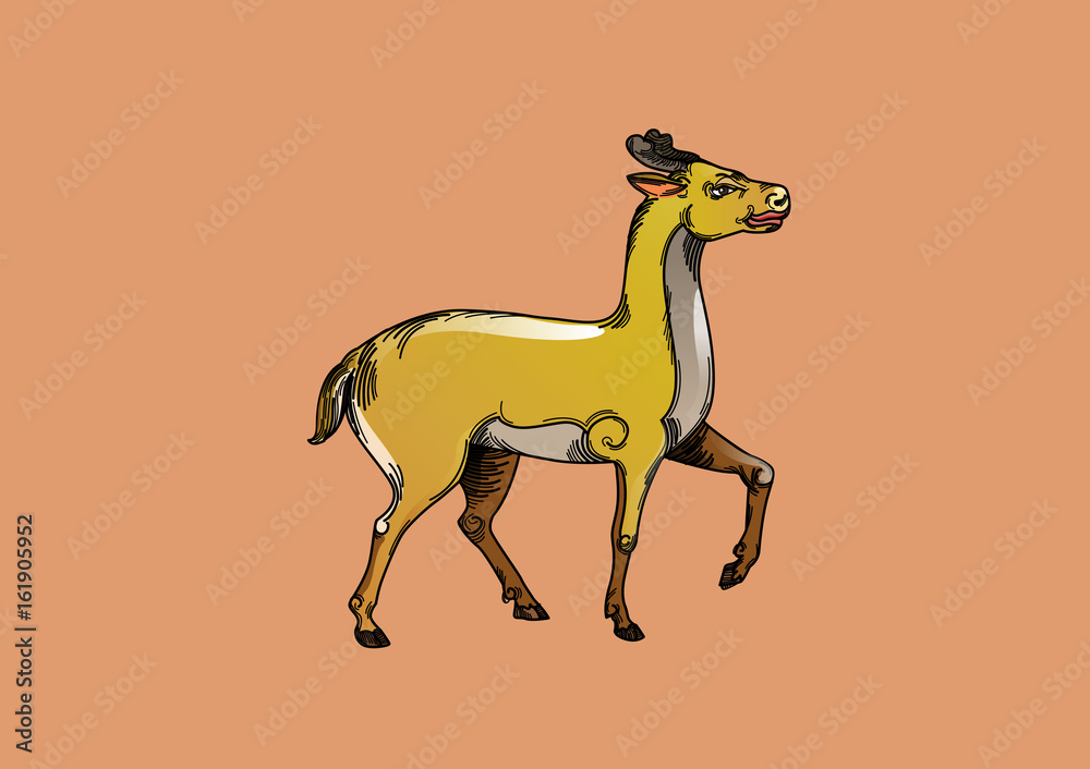 Kijang kencono, the golden deer puppets in the Ramayana story. Stock ...