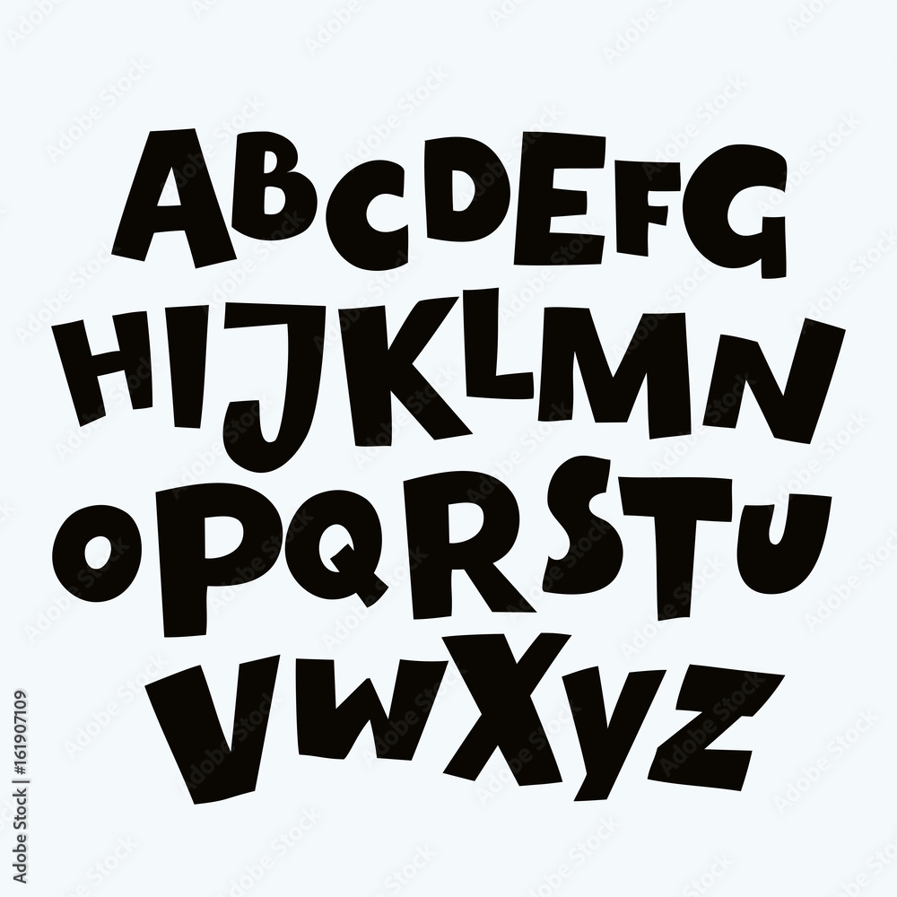 Funny Colorful Alphabet poster for children. Cute cartoon alphabetic ...