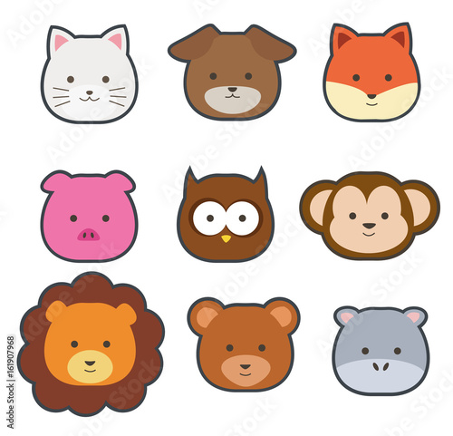 Animal Clipart, Cute Animal Clipart - Baby Cat, Dog, Pig, Owl, Monkey, Lion, Bear, Hippo Clipart