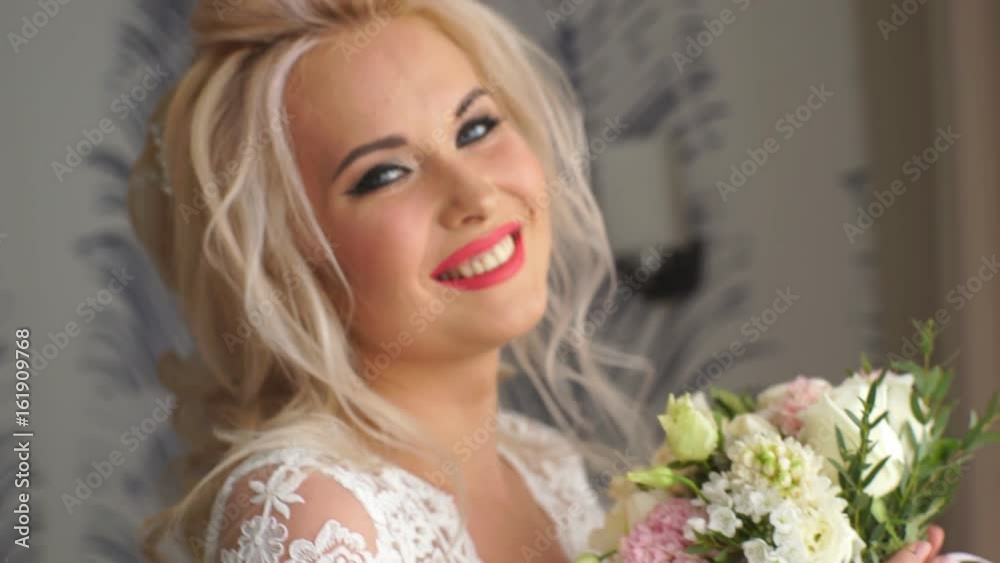 beautiful bride smelling wedding bouquet beautiful bride smelling wedding bouquet
