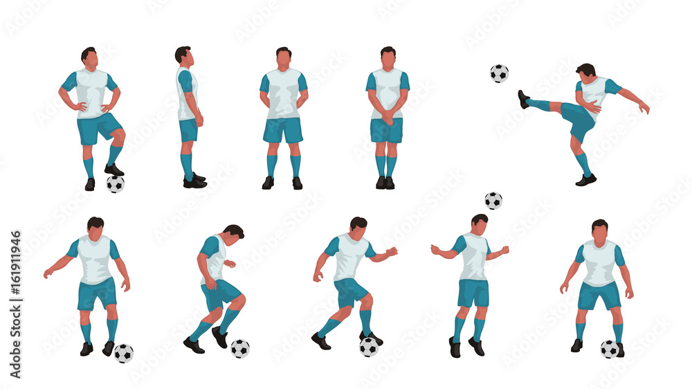 soccer player set colored