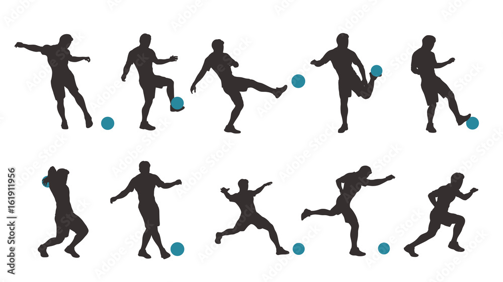 soccer silhouette set