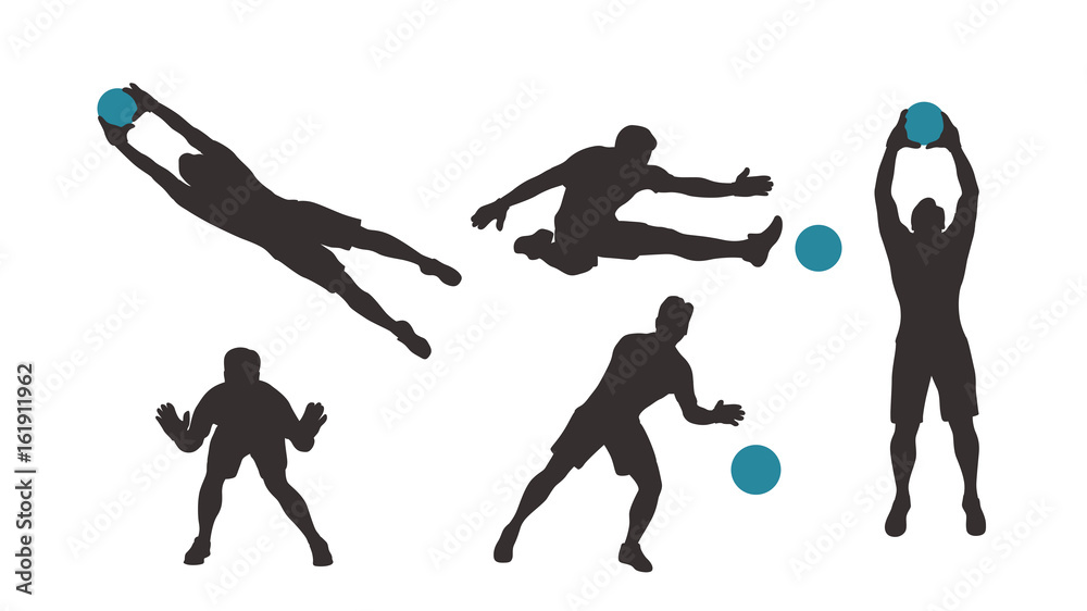 Fototapeta premium goalkeeper silhouette set