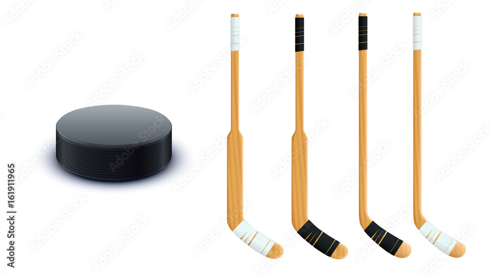 Fototapeta premium puck and sticks isolated