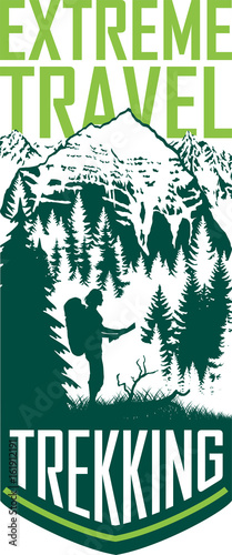 vector trekking travel flayer illustration