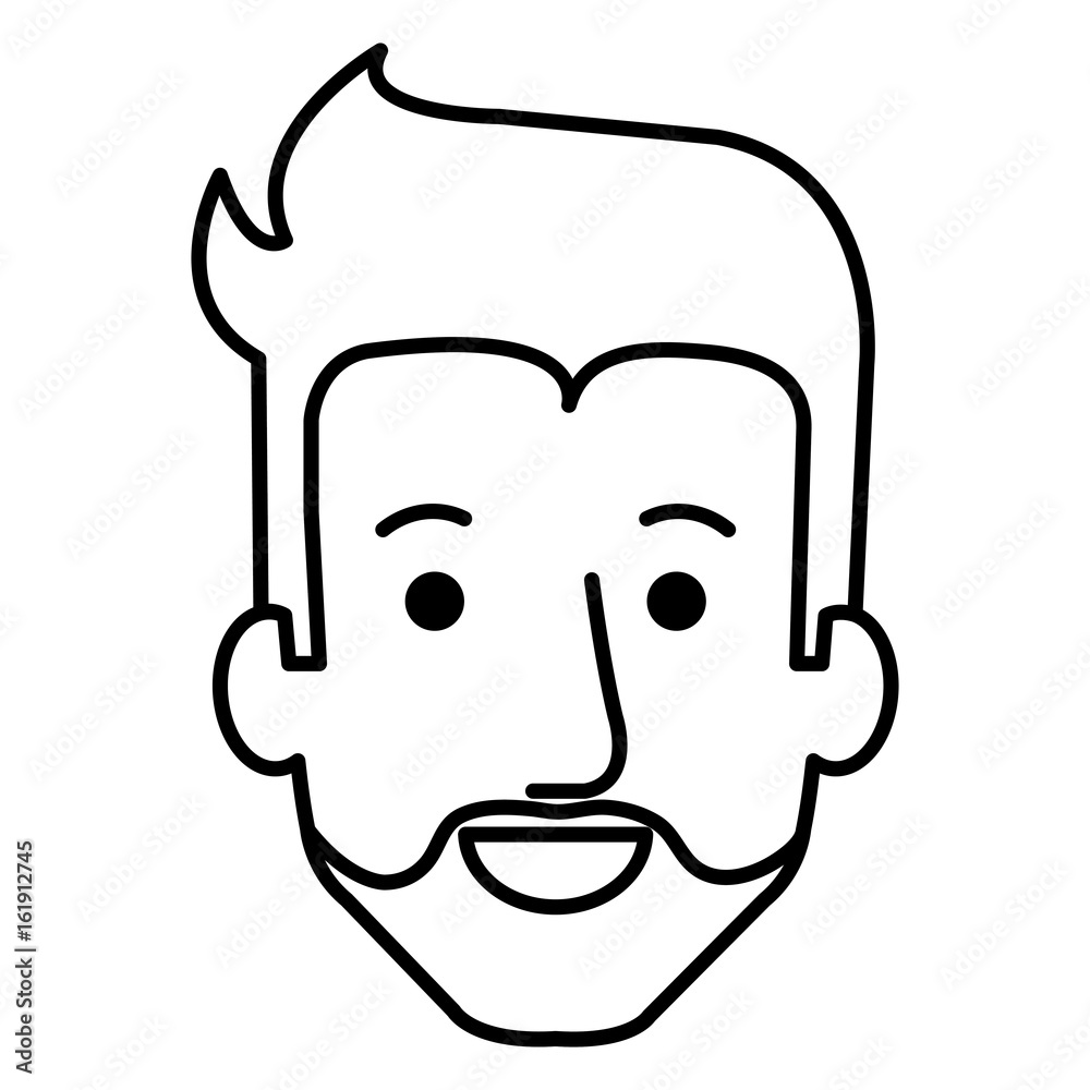 young man head avatar character vector illustration design