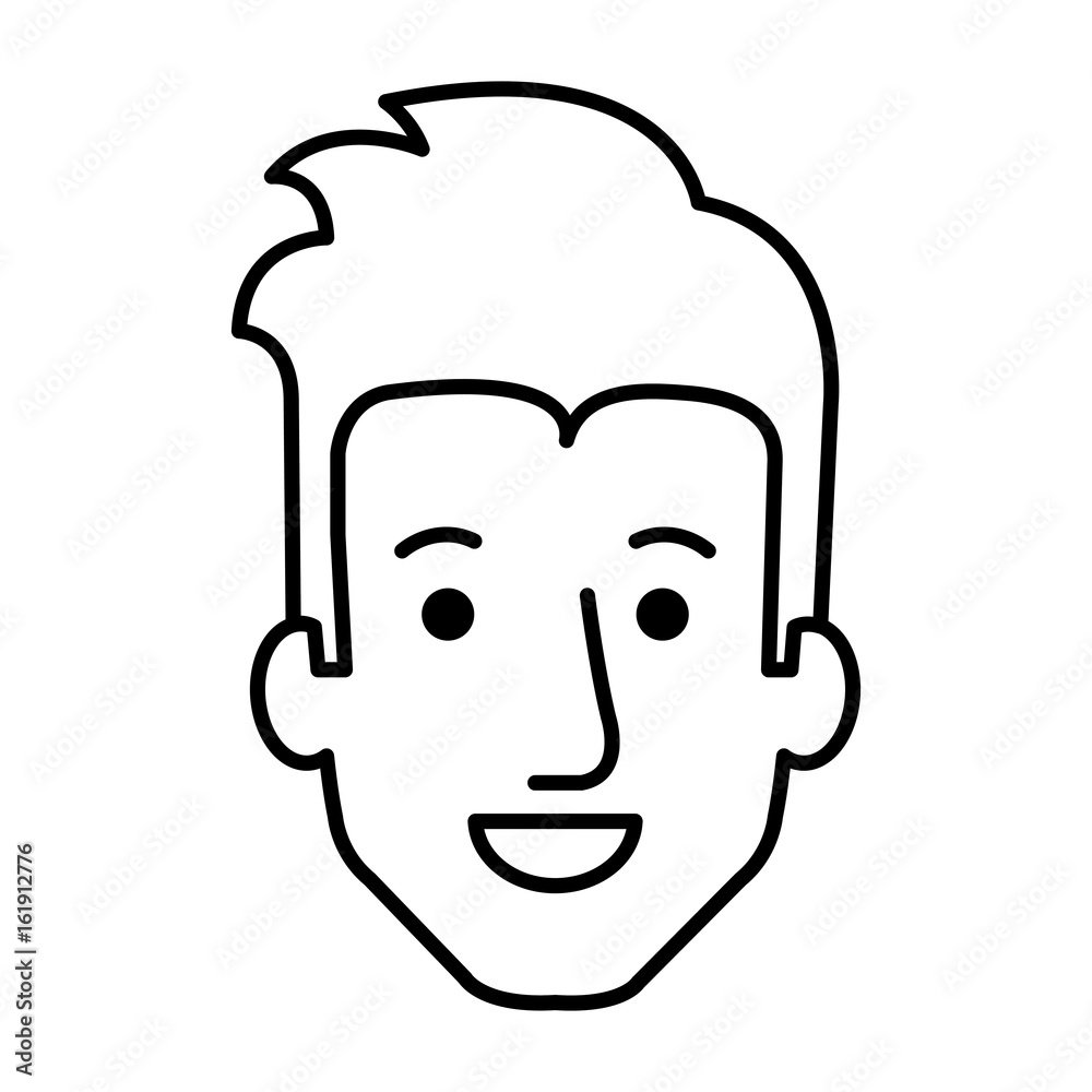young man head avatar character vector illustration design