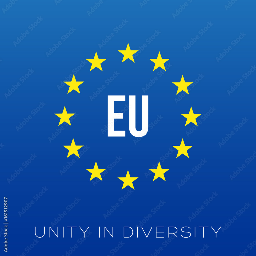 EU logo. European union flag with motto