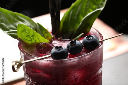 Cocktail with a berries. Close up