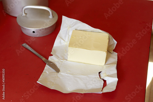 Butter on table in Swiss Alps