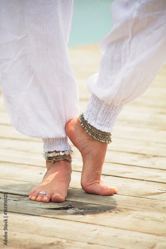 barefoot woman legs boho summer fashion barefoot woman legs boho summer fashion