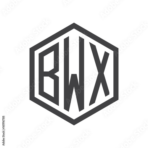 three-letter initials hexagon logo black