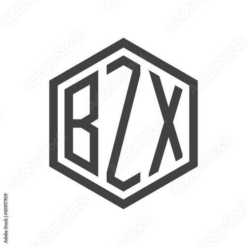 three-letter initials hexagon logo black