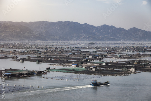 Seafood fish farming,Fishery on sea, Fujiang, China.