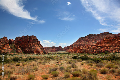 Arid landscape and red rocks of Snow Canyon State Park Utah