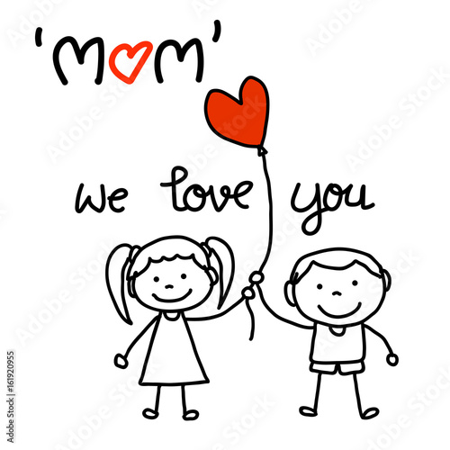 hand drawing cartoon character concept happy mothers day