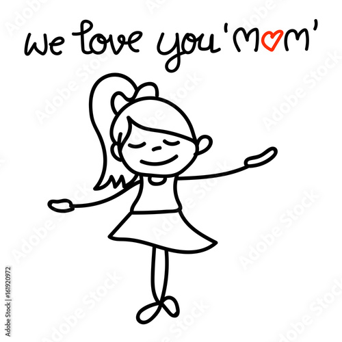 hand drawing cartoon character concept happy mothers day