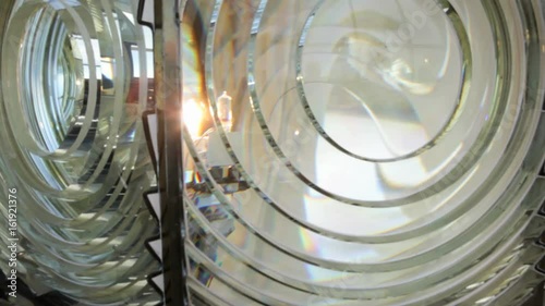 Close up of Fresnel lens in Cape Blanco Lighthouse, Oregon photo
