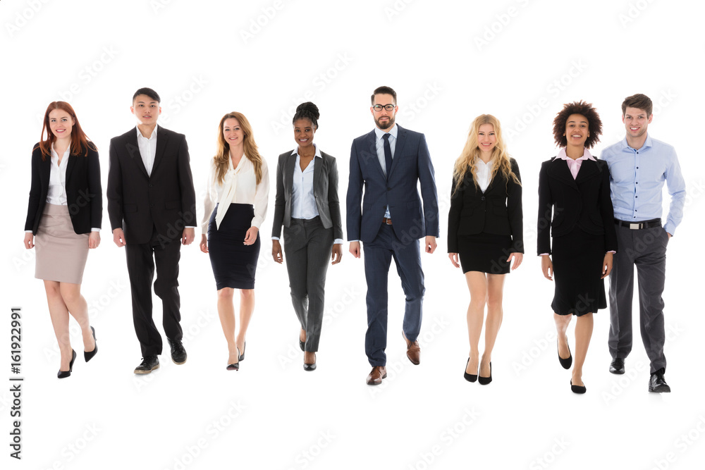 Businesspeople Walking On White Background Businesspeople Walking On White Background