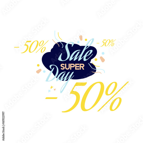 Color lettering for special sale offer sign, up to 50% off. Flat vector illustration EPS 10