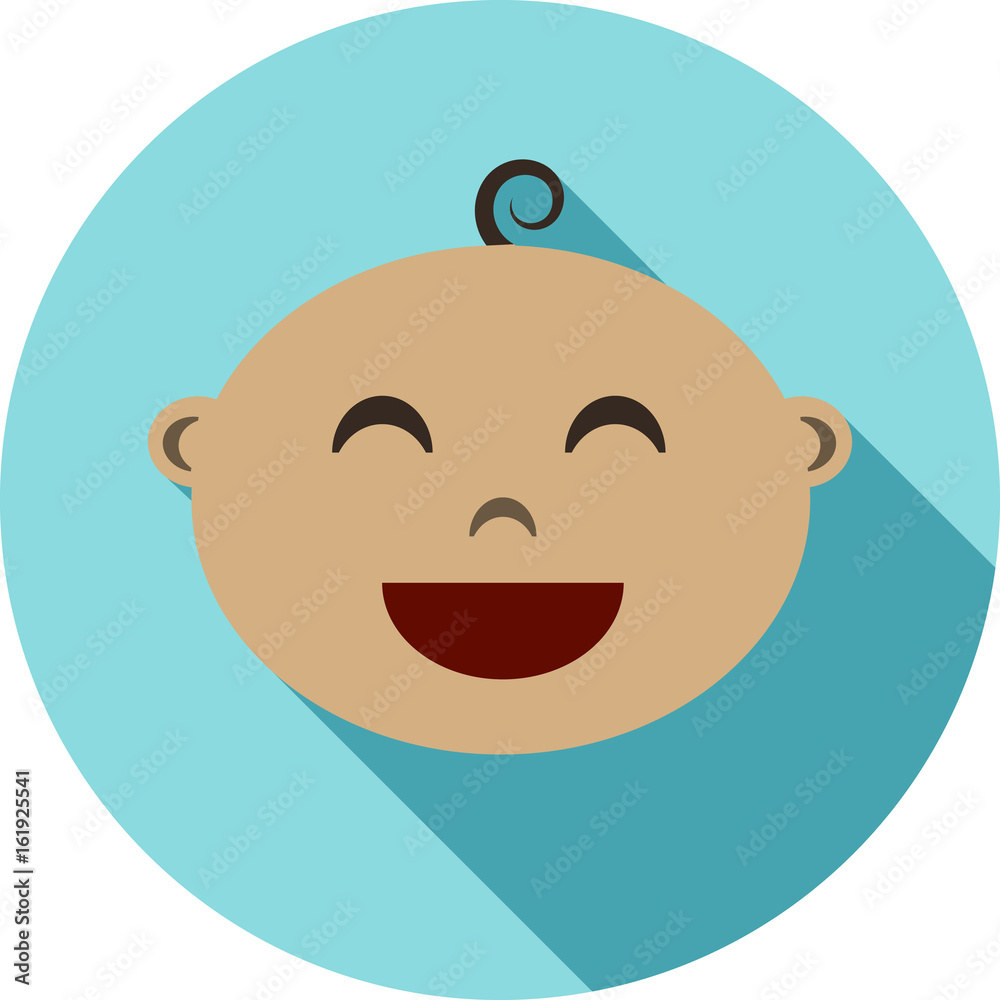 Round icon of child user picture. Flat style illustration with long shadow Round icon of child user picture. Flat style illustration with long shadow