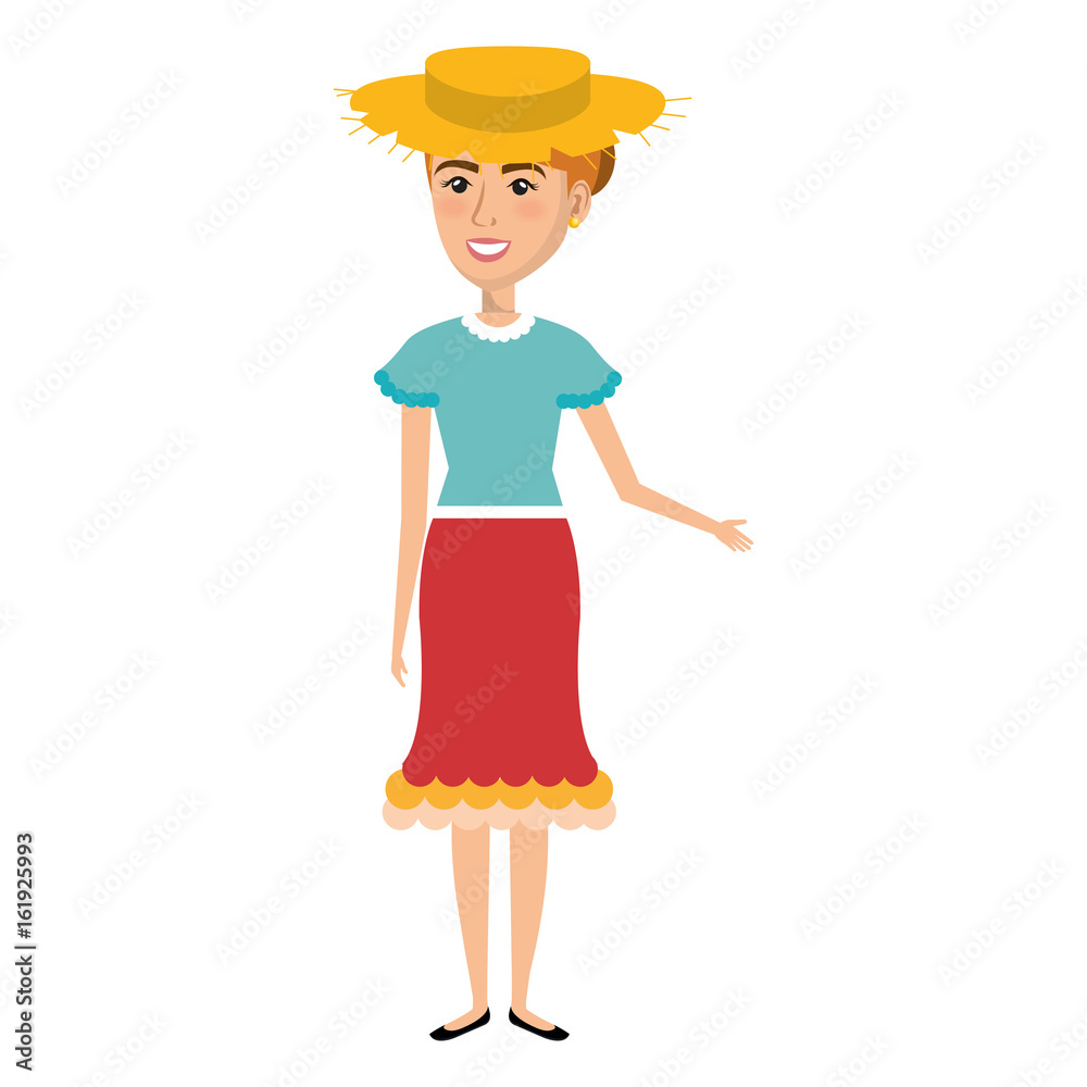 Woman in farmer costume vector illustration design