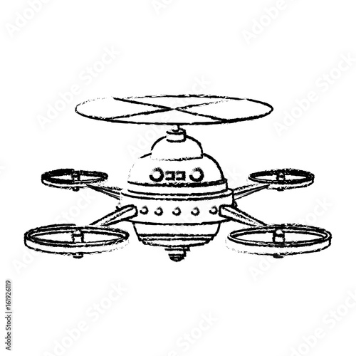 drone with action camera front view vector isolated sign