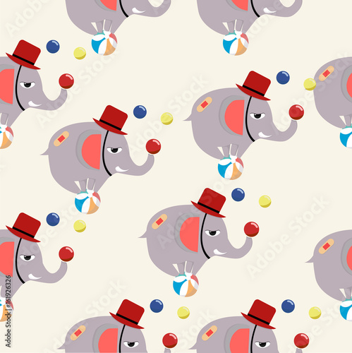 Circus elephant vector pattern