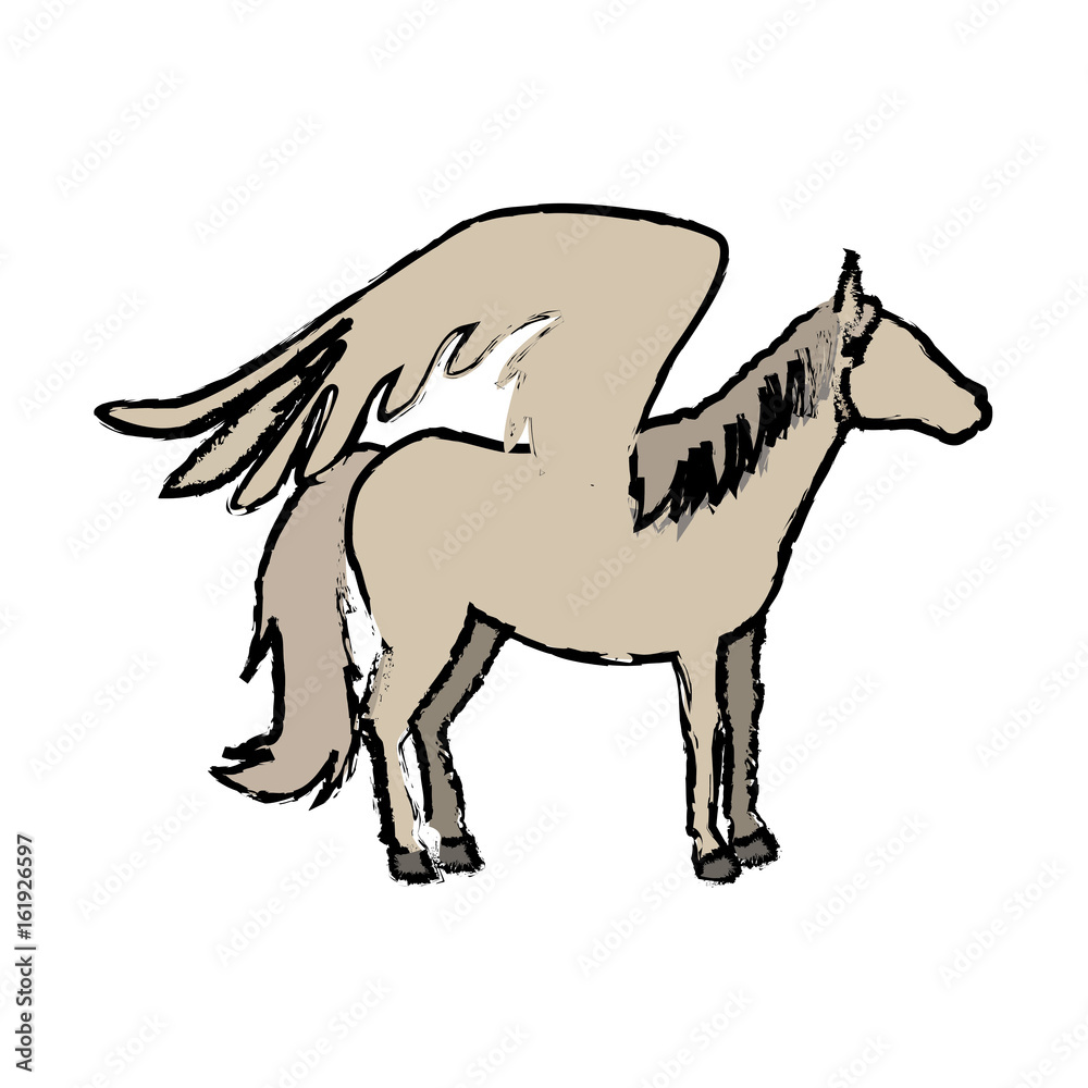 Fototapeta premium horse pegasus funny cartoon animal character vector illustration
