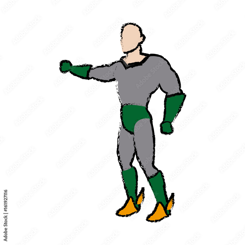 cartoon superhero wearing suit standing heroic friendly vector illustration