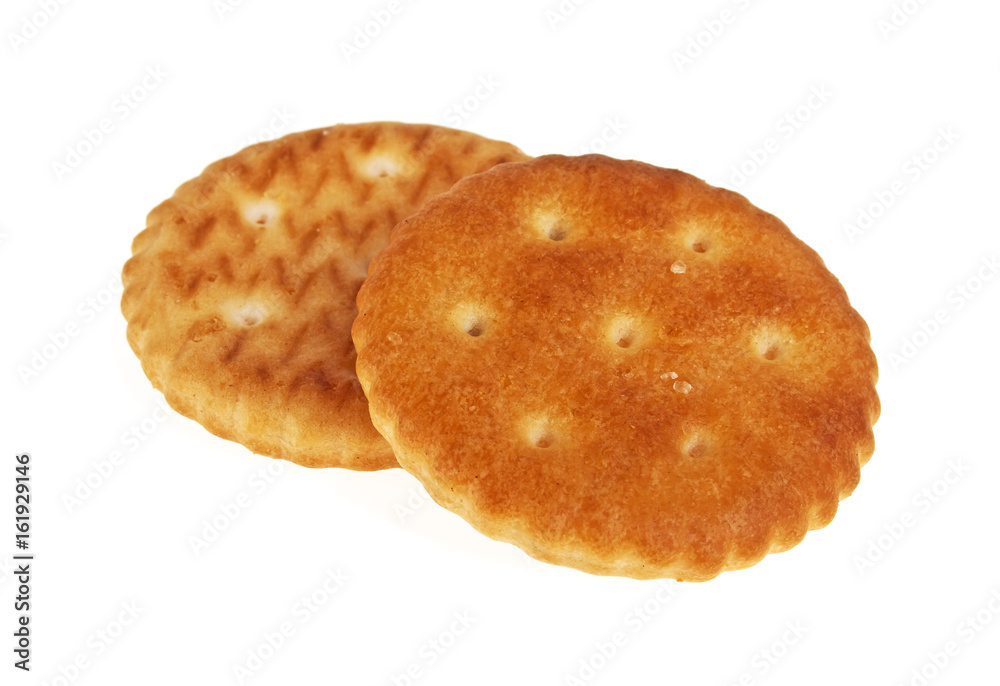 Two cracker cookies isolated on white background Two cracker cookies isolated on white background