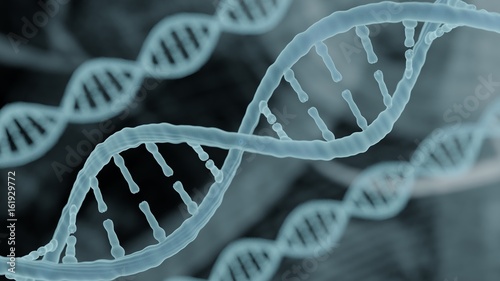 Bioinformatics biotechnology concept of DNA and computational background, DNA and computer code, bioinformatics background DNA helix strand holographic medical biotechnology 3D render