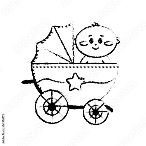 figure security stroller with baby child inside