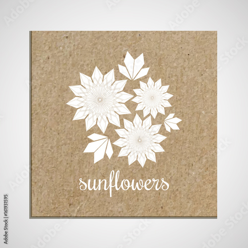 Banner template with a herb on cardboard background with sunflowers