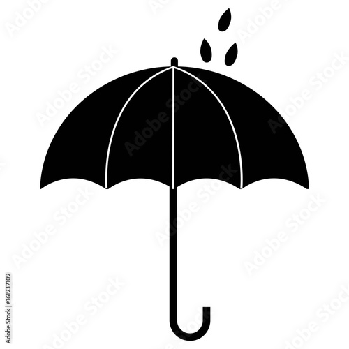 Umbrella under a drops labeling for keep away from water, keep dry